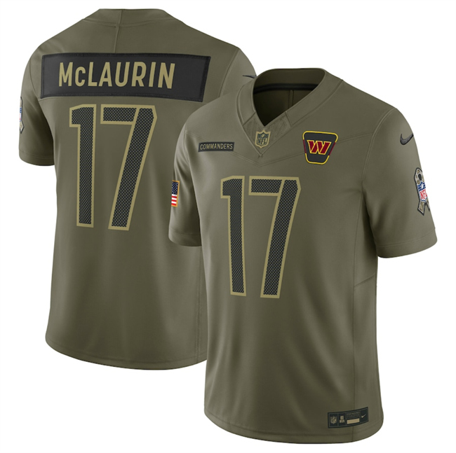 Men's Washington Commanders #17 Terry McLaurin Olive 2025 Salute to Service Limited Stitched Football Jersey Men's Washington Commanders #17 Terry McLaurin Olive 2025 Salute to Service Limited Stitched Football Jersey