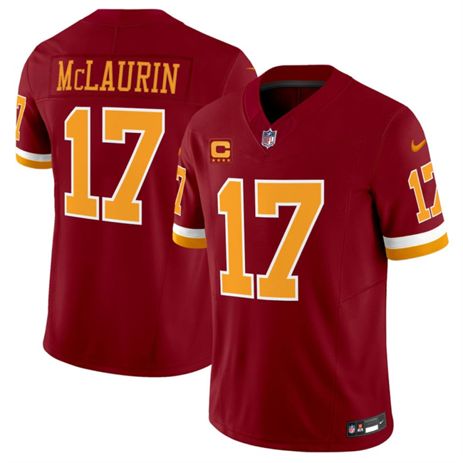 Men's Washington Commanders #17 Terry McLaurin Burgundy 2025 F.U.S.E. 4-Star C Patch Throwback Limited Stitched Football Jersey Men's Washington Commanders #17 Terry McLaurin Burgundy 2025 F.U.S.E. 4-Star C Patch Throwback Limited Stitched Football Jersey