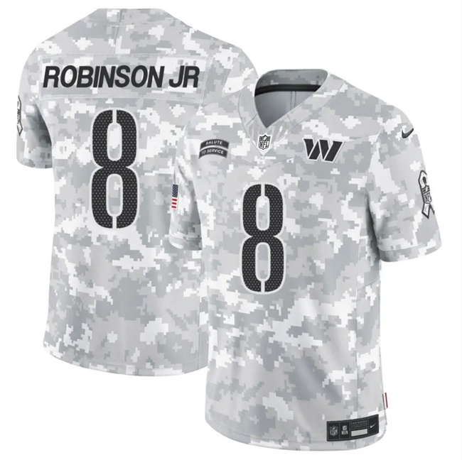 Men's Washington Commanders #8 Brian Robinson Jr. 2024 F.U.S.E Arctic Camo Salute To Service Limited Stitched Football Jersey Men's Washington Commanders #8 Brian Robinson Jr. 2024 F.U.S.E Arctic Camo Salute To Service Limited Stitched Football Jersey