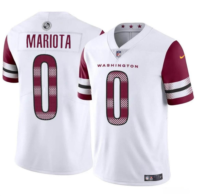 Men's Washington Commanders #0 Marcus Mariota White Vapor Limited Stitched Football Jersey Men's Washington Commanders #0 Marcus Mariota White Vapor Limited Stitched Football Jersey