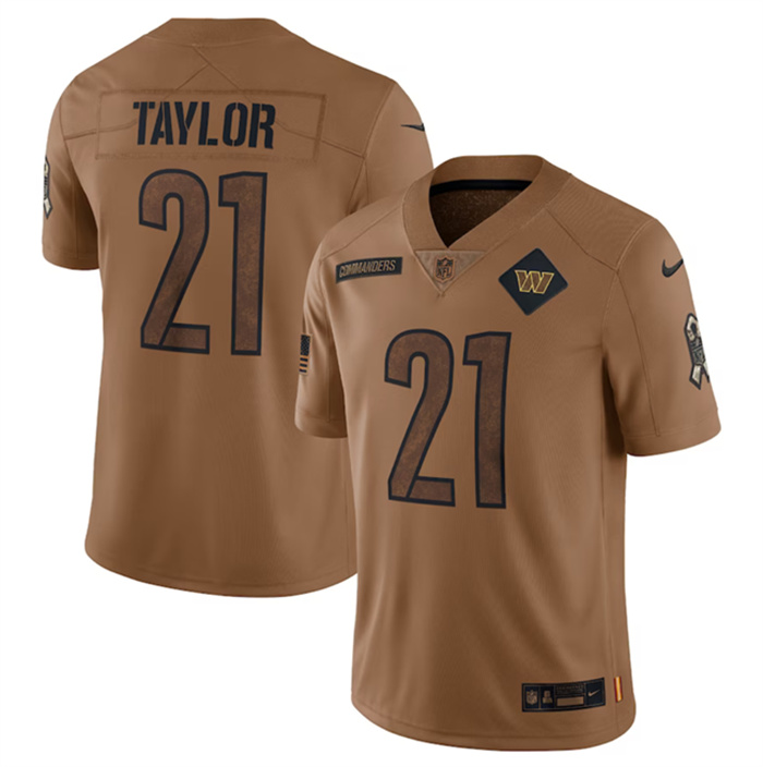Men's Washington Commanders #21 Sean Taylor 2023 Brown Salute To Service Limited Stitched Football Jersey Men's Washington Commanders #21 Sean Taylor 2023 Brown Salute To Service Limited Stitched Football Jersey