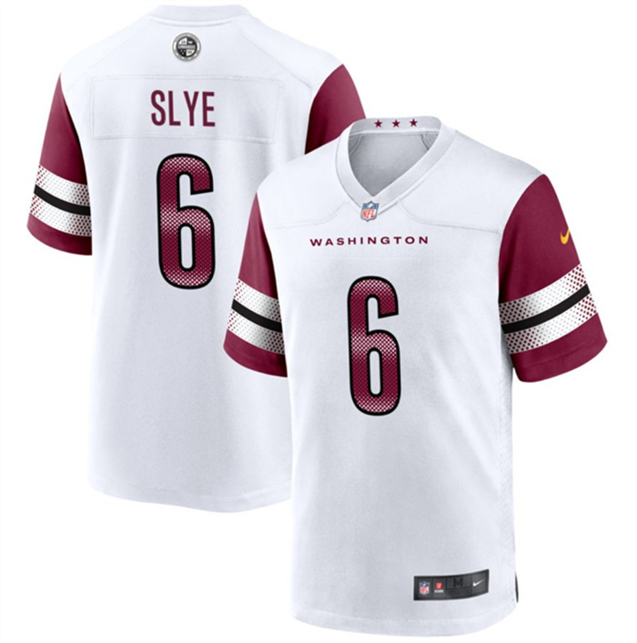 Men's Washington Commanders #6 Joey Slye White Stitched Game Jersey Men's Washington Commanders #6 Joey Slye White Stitched Game Jersey