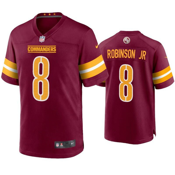 Men's Washington Commanders #8 Brian Robinson Jr. 2022 Burgundy Game Stitched Jersey Men's Washington Commanders #8 Brian Robinson Jr. 2022 Burgundy Game Stitched Jersey