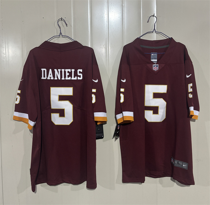Men's Washington Commanders #5 Jayden Daniels Burgundy 2026 Vapor Limited Stitched Football Jersey