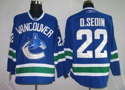 NHL JERSEYS Vancouver Canucks 22# D.SEDIN blue