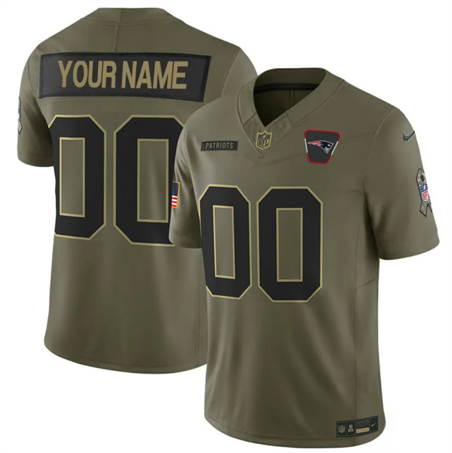 Men's New England Patriots Active Player Custom Olive 2025 F.U.S.E. Salute to Service Limited Stitched Football Jersey Men's New England Patriots Active Player Custom Olive 2025 F.U.S.E. Salute to Service Limited Stitched Football Jersey