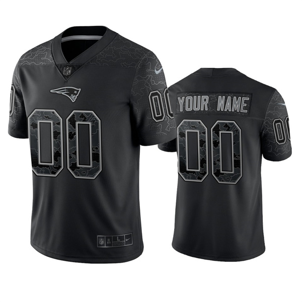 Men's Custom New England Patriots Black Reflective Limited Stitched Football Jersey Men's Custom New England Patriots Black Reflective Limited Stitched Football Jersey