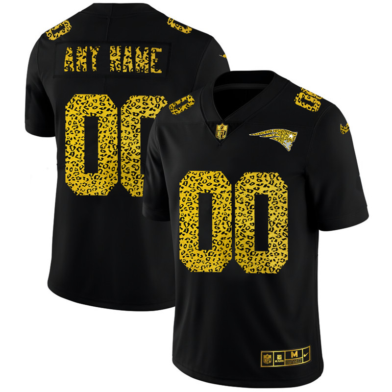 New England Patriots Custom Men's Nike Leopard Print Fashion Vapor Limited NFL Jersey Black New England Patriots Custom Men's Nike Leopard Print Fashion Vapor Limited NFL Jersey Black
