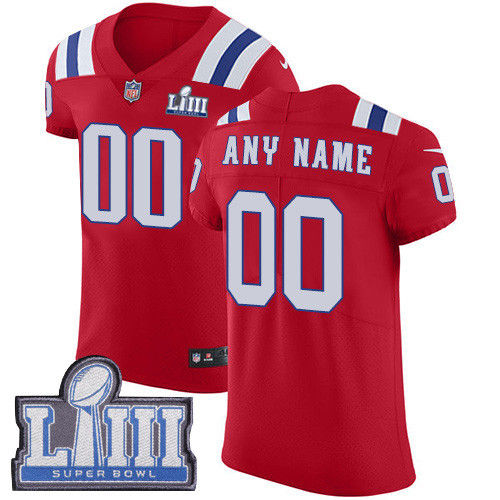 Men's Customized New England Patriots Vapor Untouchable Super Bowl LIII Bound Elite Red Nike NFL Alternate Jersey Men's Customized New England Patriots Vapor Untouchable Super Bowl LIII Bound Elite Red Nike NFL Alternate Jersey