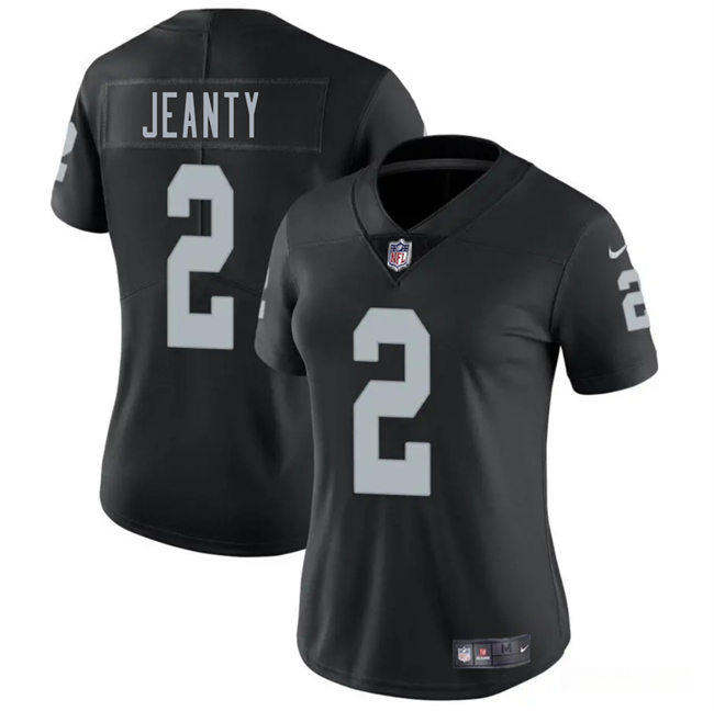 Women's Las Vegas Raiders #2 Ashton Jeanty Black 2025 Vapor Stitched Jersey(Run Small) Women's Las Vegas Raiders #2 Ashton Jeanty Black 2025 Vapor Stitched Jersey(Run Small)