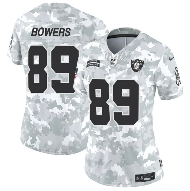 Women's Las Vegas Raiders #89 Brock Bowers 2024 F.U.S.E Arctic Camo Salute To Service Limited Stitched Jersey(Run Small) Women's Las Vegas Raiders #89 Brock Bowers 2024 F.U.S.E Arctic Camo Salute To Service Limited Stitched Jersey(Run Small)