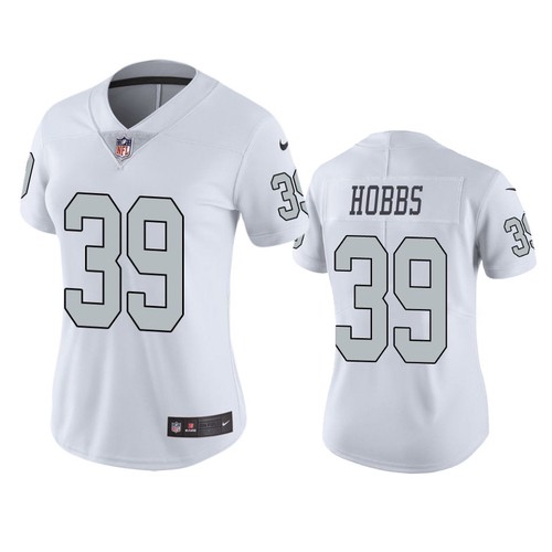 Women's Las Vegas Raiders #39 Nate Hobbs White Color Rush Limited Jersey Women's Las Vegas Raiders #39 Nate Hobbs White Color Rush Limited Jersey
