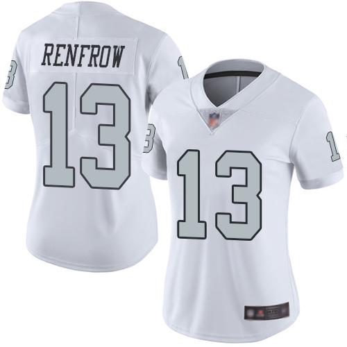 Raiders #13 Hunter Renfrow White Women's Stitched Football Limited Rush Jersey Raiders #13 Hunter Renfrow White Women's Stitched Football Limited Rush Jersey
