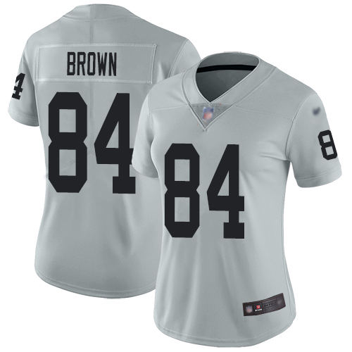 Raiders #84 Antonio Brown Silver Women's Stitched Football Limited Inverted Legend Jersey Raiders #84 Antonio Brown Silver Women's Stitched Football Limited Inverted Legend Jersey