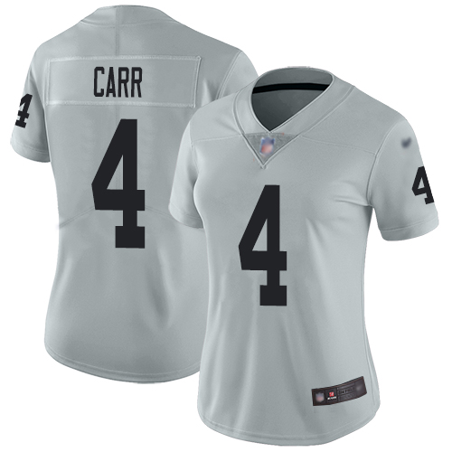 Raiders #4 Derek Carr Silver Women's Stitched Football Limited Inverted Legend Jersey Raiders #4 Derek Carr Silver Women's Stitched Football Limited Inverted Legend Jersey