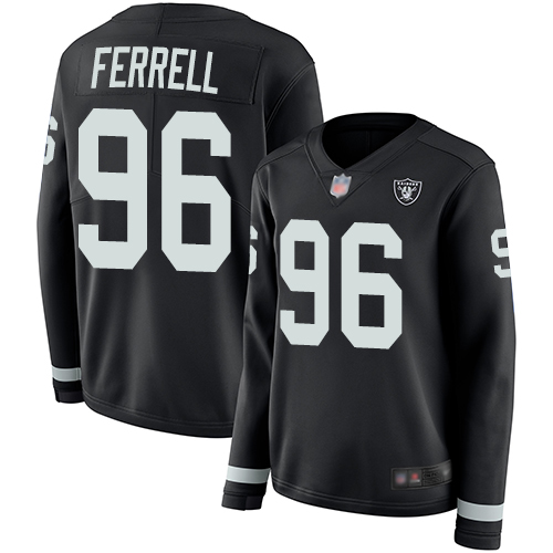 Raiders #96 Clelin Ferrell Black Team Color Women's Stitched Football Limited Therma Long Sleeve Jersey Raiders #96 Clelin Ferrell Black Team Color Women's Stitched Football Limited Therma Long Sleeve Jersey