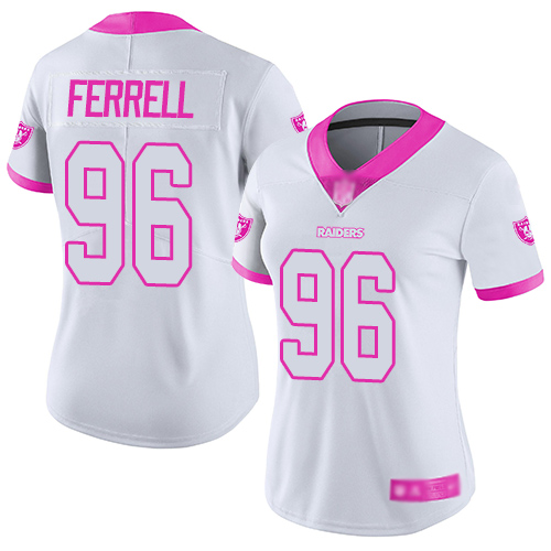 Raiders #96 Clelin Ferrell White Pink Women's Stitched Football Limited Rush Fashion Jersey Raiders #96 Clelin Ferrell White Pink Women's Stitched Football Limited Rush Fashion Jersey