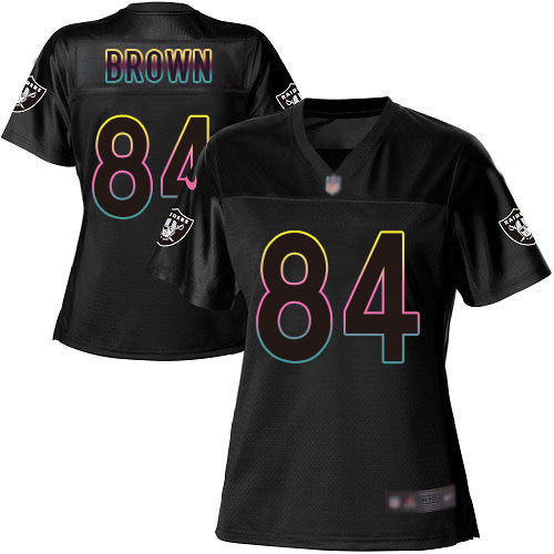 Raiders #84 Antonio Brown Black Women's Football Fashion Game Jersey