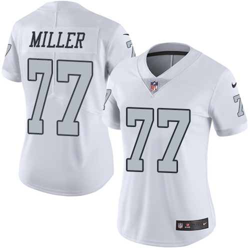 Nike Raiders #77 Kolton Miller White Women's Stitched NFL Limited Rush Jersey Nike Raiders #77 Kolton Miller White Women's Stitched NFL Limited Rush Jersey
