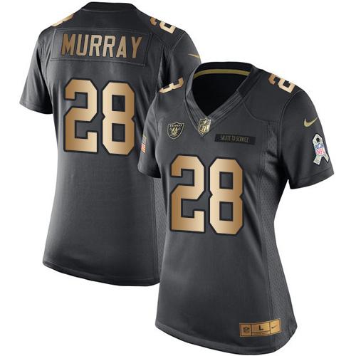 Nike Raiders #28 Latavius Murray Black Women's Stitched NFL Limited Gold Salute to Service Jersey