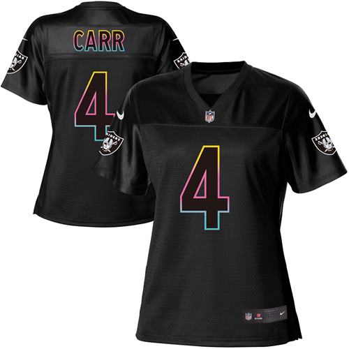 Nike Raiders #4 Derek Carr Black Women's NFL Fashion Game Jersey Nike Raiders #4 Derek Carr Black Women's NFL Fashion Game Jersey