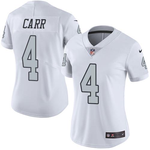 Nike Raiders #4 Derek Carr White Women's Stitched NFL Limited Rush Jersey Nike Raiders #4 Derek Carr White Women's Stitched NFL Limited Rush Jersey