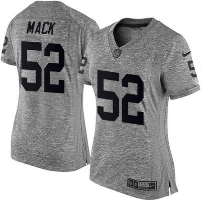 Nike Raiders #52 Khalil Mack Gray Women's Stitched NFL Limited Gridiron Gray Jersey Nike Raiders #52 Khalil Mack Gray Women's Stitched NFL Limited Gridiron Gray Jersey