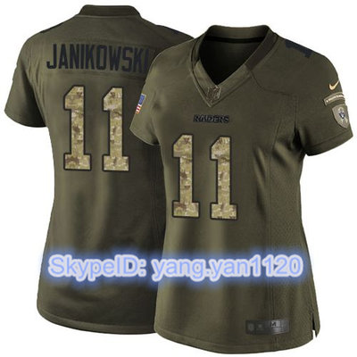 Nike Raiders #11 Sebastian Janikowski Green Women's Stitched NFL Limited Salute to Service Jersey