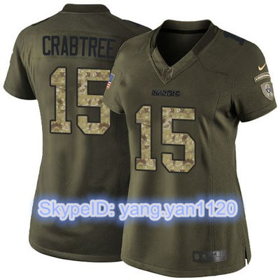Nike Raiders #15 Michael Crabtree Green Women's Stitched NFL Limited Salute to Service Jersey Nike Raiders #15 Michael Crabtree Green Women's Stitched NFL Limited Salute to Service Jersey