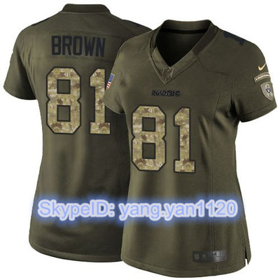 Nike Raiders #81 Tim Brown Green Women's Stitched NFL Limited Salute to Service Jersey