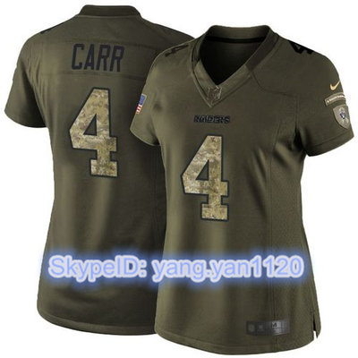Nike Raiders #4 Derek Carr Green Women's Stitched NFL Limited Salute to Service Jersey