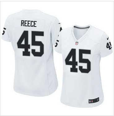 Women Nike Raiders #45 Marcel Reece White Stitched NFL Elite Jersey Women Nike Raiders #45 Marcel Reece White Stitched NFL Elite Jersey