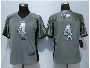 Women Nike Raiders #4 Derek Carr Drift Fashion Grey Elite Jerseys Women Nike Raiders #4 Derek Carr Drift Fashion Grey Elite Jerseys