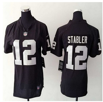 Women's New Raiders #12 Kenny Stabler Black Team Color NFL Elite Jersey Women's New Raiders #12 Kenny Stabler Black Team Color NFL Elite Jersey