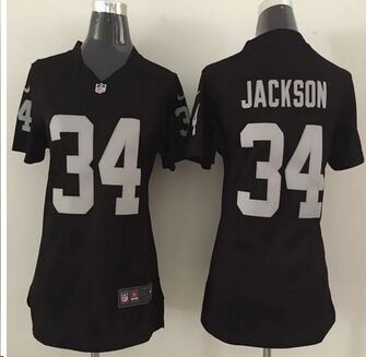 Women New Raiders #34 Bo Jackson Black Team Color Stitched NFL Elite Jersey