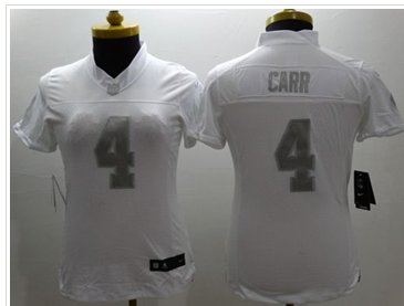 Women's NEW Raiders #4 Derek Carr White Stitched NFL Limited Platinum Jersey Women's NEW Raiders #4 Derek Carr White Stitched NFL Limited Platinum Jersey