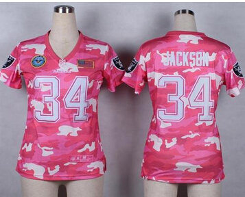 Women's NEW Raiders #34 Bo Jackson Pink NFL Elite Camo Fashion Jersey Women's NEW Raiders #34 Bo Jackson Pink NFL Elite Camo Fashion Jersey
