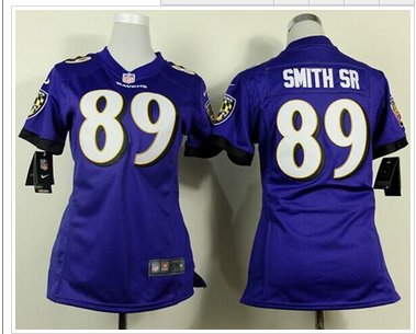 Womem's Nike Ravens #89 Steve Smith Sr Purple Team Color NFL New Elite Jersey