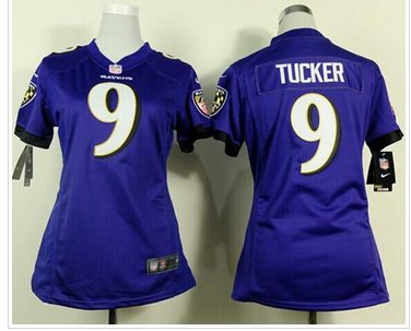 Womem's NEW Ravens #9 Justin Tucker Purple Team Color NFL New Elite Jersey