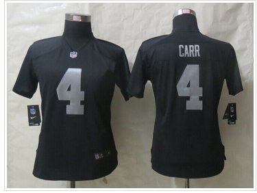 Womem's New Oakland Raiders #4 Derek Carr Black Limited Jersey