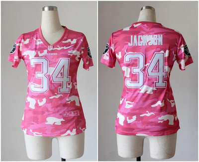 NEW women nfl jerseys Oakland Raiders 34 Bo Jackson pink(fashion camo)