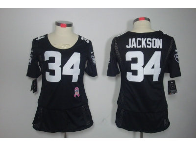 Womens NEW Oakland Raiders 34 Bo Jackson Elite breast Cancer Awareness Blue Jerseys Womens NEW Oakland Raiders 34 Bo Jackson Elite breast Cancer Awareness Blue Jerseys