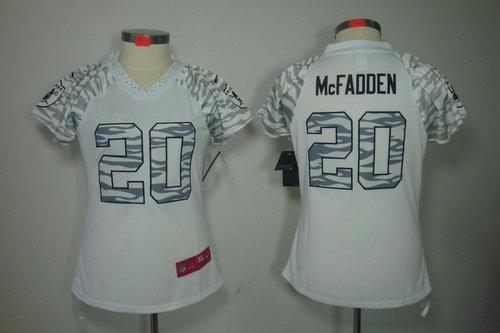 Women NEW Oakland Raiders 20 Darren McFadden White Zebra Field Flirt Fashion Jerseys