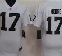 Women Nike Oakland Raiders 17 Denarius Moore White Jerseys