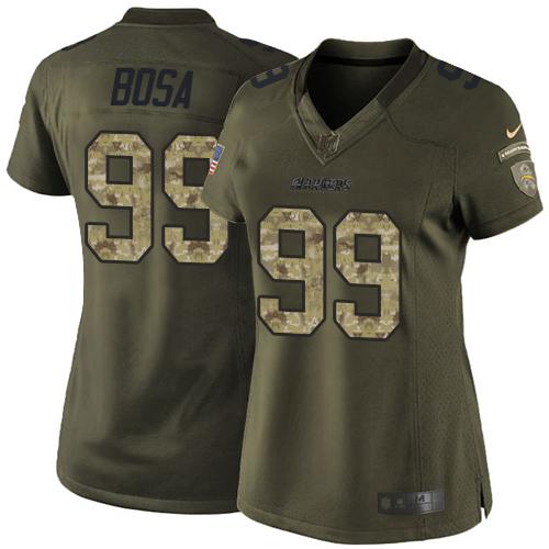 Nike Chargers #99 Joey Bosa Green Women's Stitched NFL Limited Salute to Service Jersey