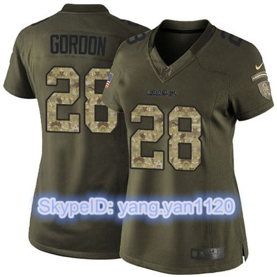 Nike Chargers #28 Melvin Gordon Green Women's Stitched NFL Limited Salute to Service Jersey