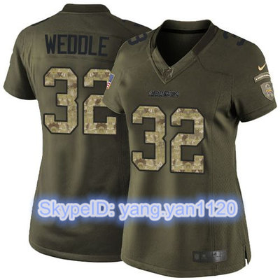 Nike Chargers #32 Eric Weddle Green Women's Stitched NFL Limited Salute to Service Jersey
