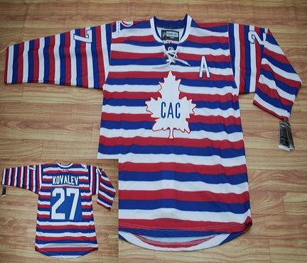 Montreal Canadiens #27 Kovalev Red Pinstripe Jersey