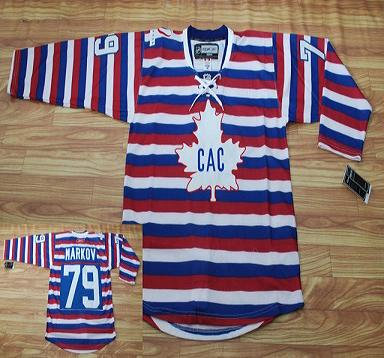 Montreal Canadiens #79 Markov Red Pinstripe Jersey