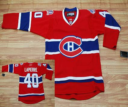 NHL Montreal Canadiens #40 Lapierre CH Patch Red Jersey